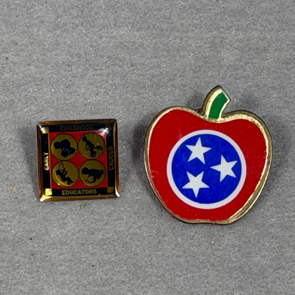 Vintage Tennessee Tri-Star Apple Early Childhood Educators Caucus Lapel Pin Lot